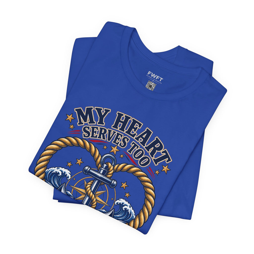 My Heart Serves Too Navy Mom Shirt, Proud Military Mother Gift, Sailor Family Tee