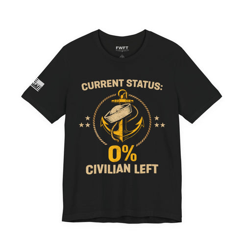 0% Civilian Left – Navy Veteran T-Shirt