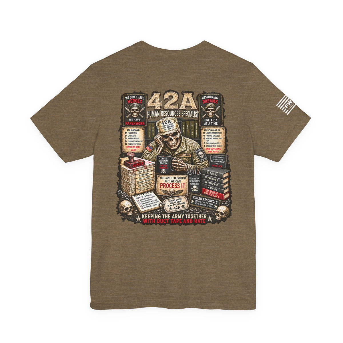 42A - US Army - Human Resources Specialist - Heavy Metal T-shirt | Veteran Military Shirt