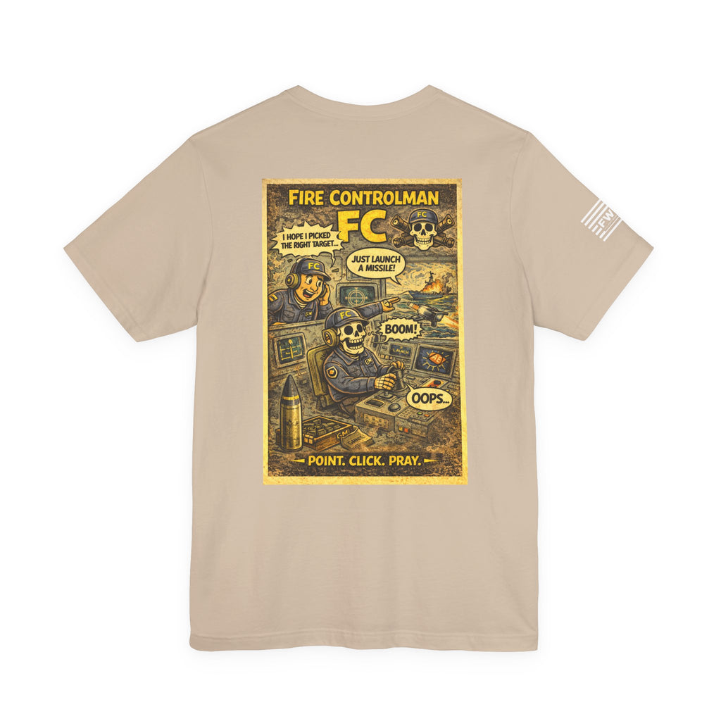 FC (Fire Controlman) Shirt – 1950s Dark Humor Military Tee – Navy Veteran Graphic T-Shirt – Vintage Style Work Rate Design