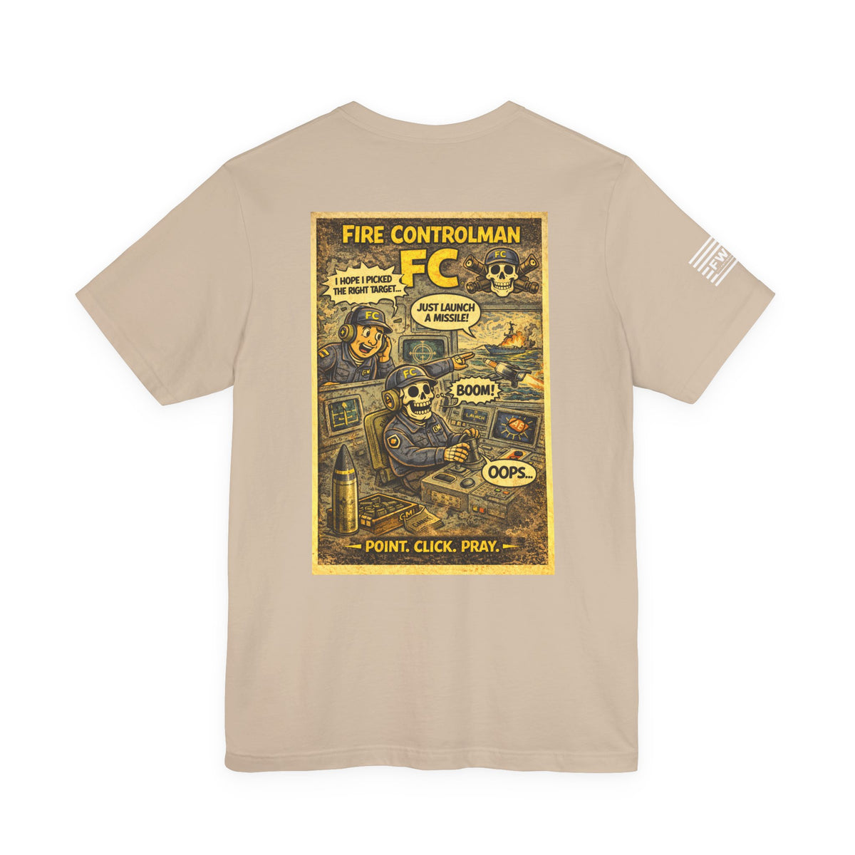 FC (Fire Controlman) Shirt – 1950s Dark Humor Military Tee – Navy Veteran Graphic T-Shirt – Vintage Style Work Rate Design
