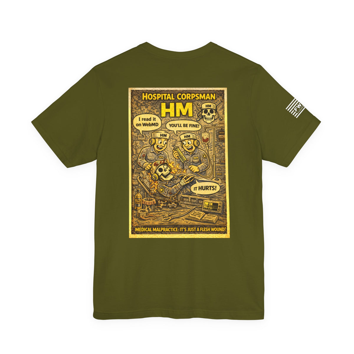HM (Hospital Corpsman) Shirt – 1950s Dark Humor Military Tee – Navy Veteran Graphic T-Shirt – Vintage Style Work Rate Design