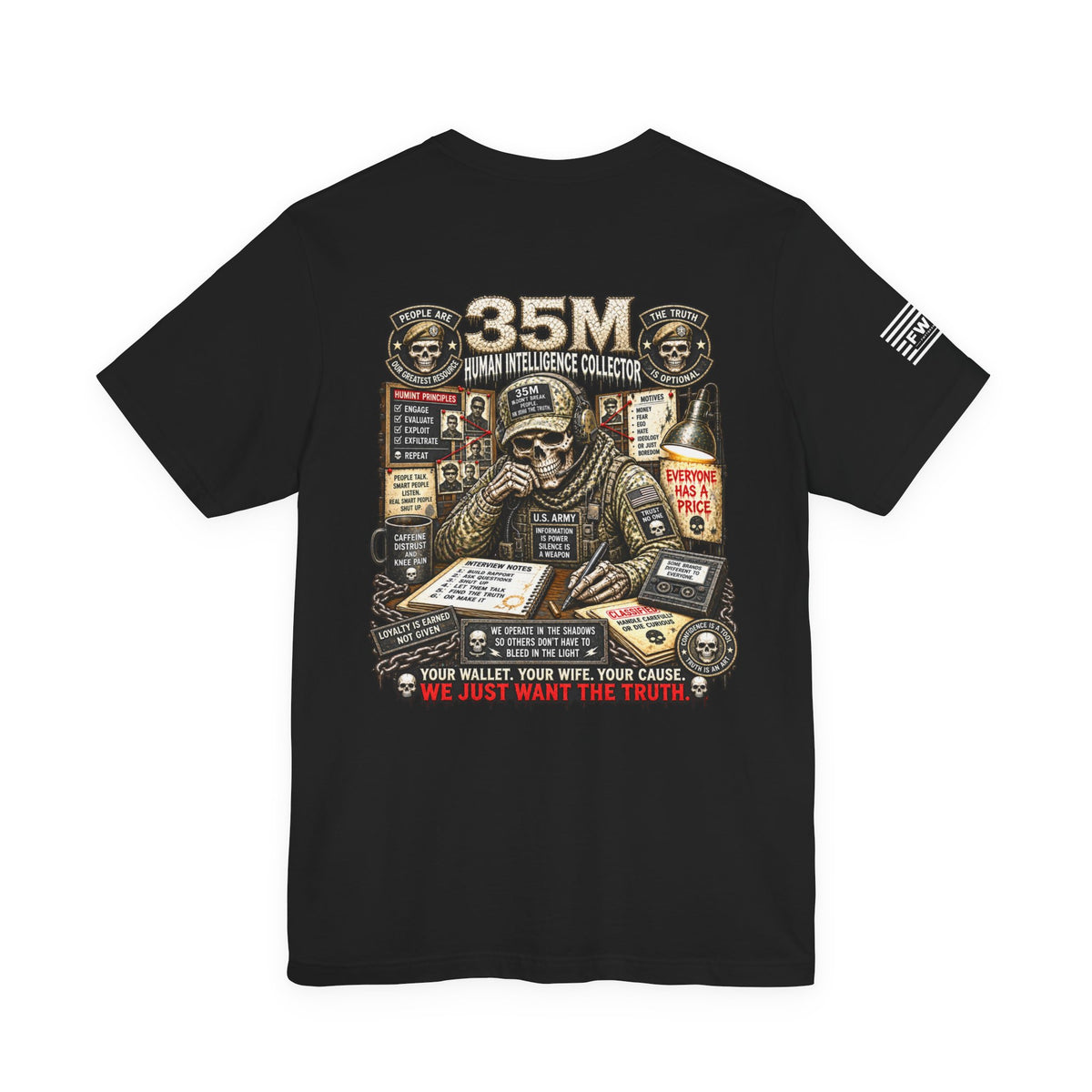 35M (Human Intelligence Collector) - US Army Heavy Metal T-shirt | Veteran Military Shirt