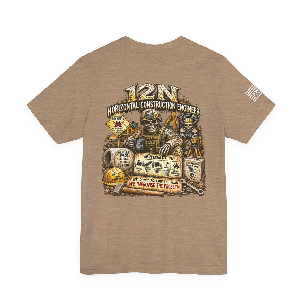 12N (Horizontal Construction Engineer) - US Army Heavy Metal T-shirt | Veteran Military Shirt