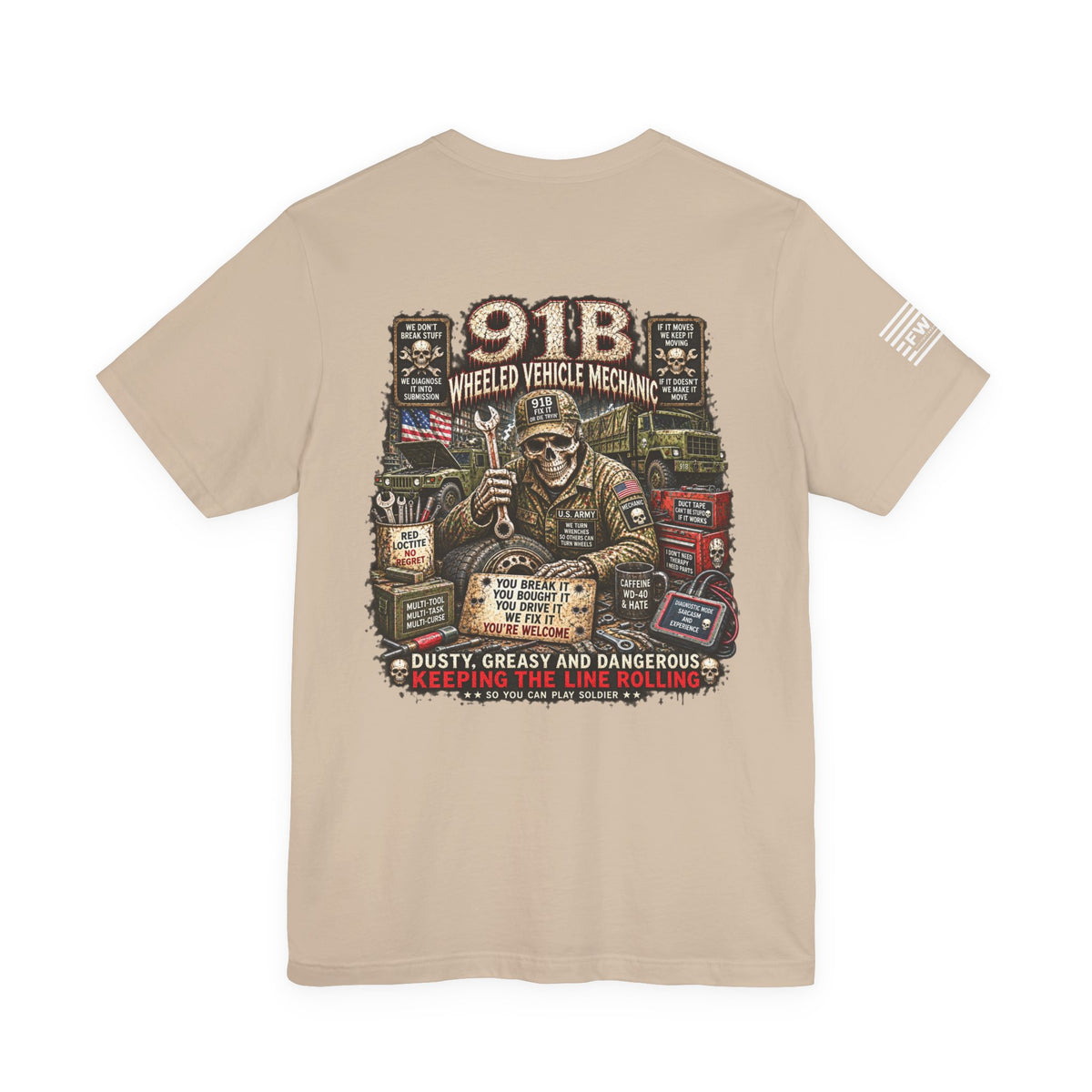 91B - US Army - Wheeled Vehicle Mechanic - Heavy Metal T-shirt | Veteran Military Shirt