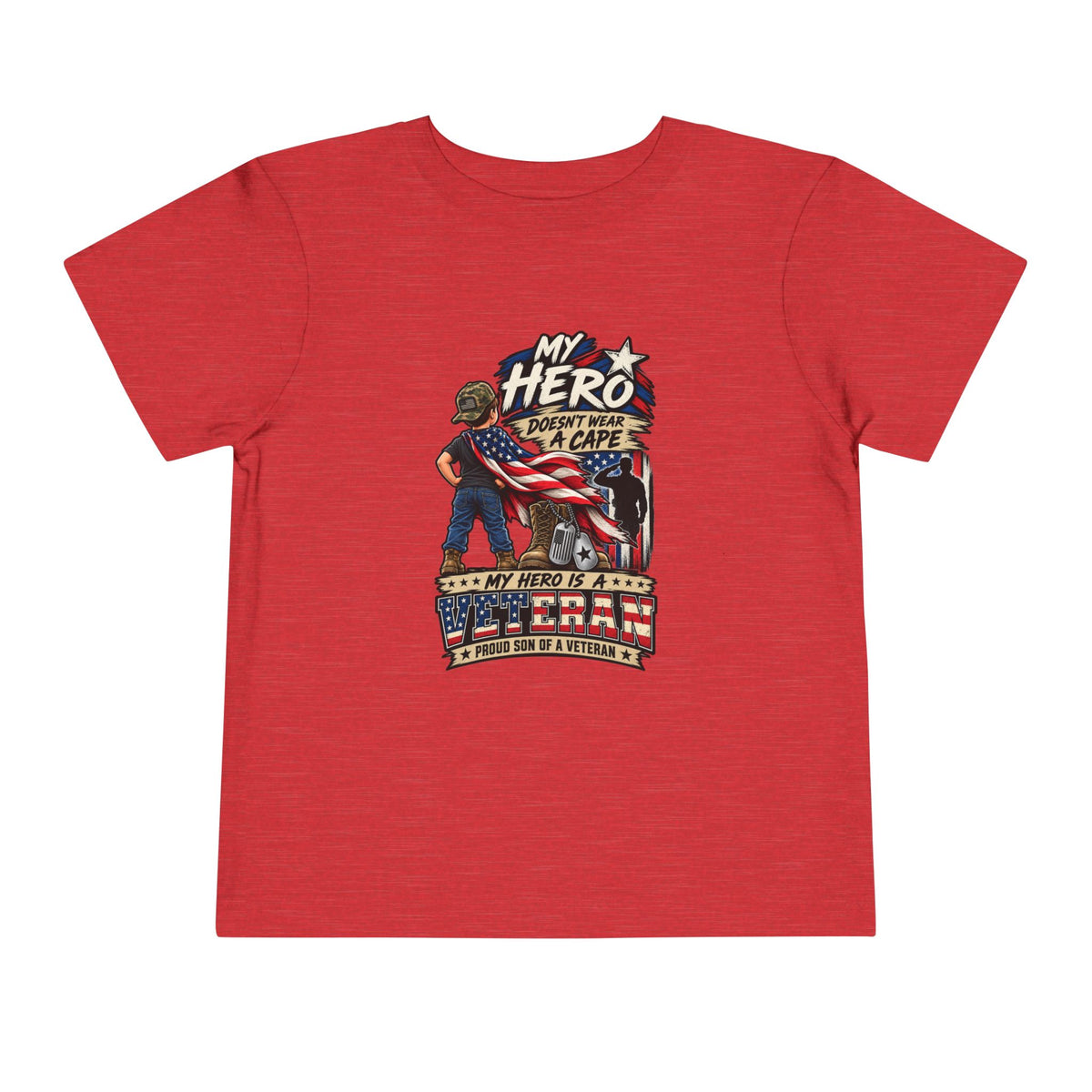 My Hero Doesn't Wear a Cape. My Hero is a Veteran. Son of a Veteran Shirt for Boys, Proud Military Kid T Shirt, Veteran Dad Son Tee, Military Family Gift, Patriotic Youth Shirt, Veteran Family