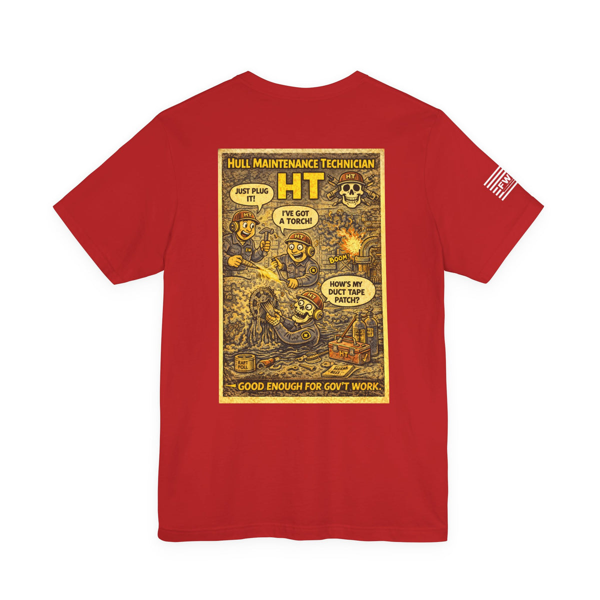 HT (Hull Maintenance Technician) Shirt – 1950s Dark Humor Military Tee – Navy Veteran Graphic T-Shirt – Vintage Style Work Rate Design
