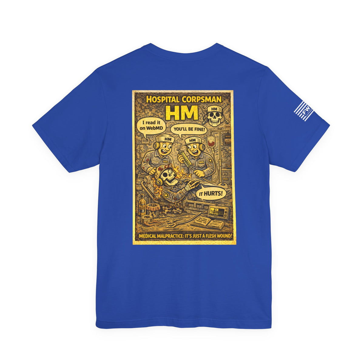 HM (Hospital Corpsman) Shirt – 1950s Dark Humor Military Tee – Navy Veteran Graphic T-Shirt – Vintage Style Work Rate Design