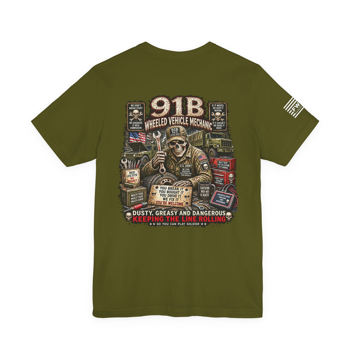 91B - US Army - Wheeled Vehicle Mechanic - Heavy Metal T-shirt | Veteran Military Shirt