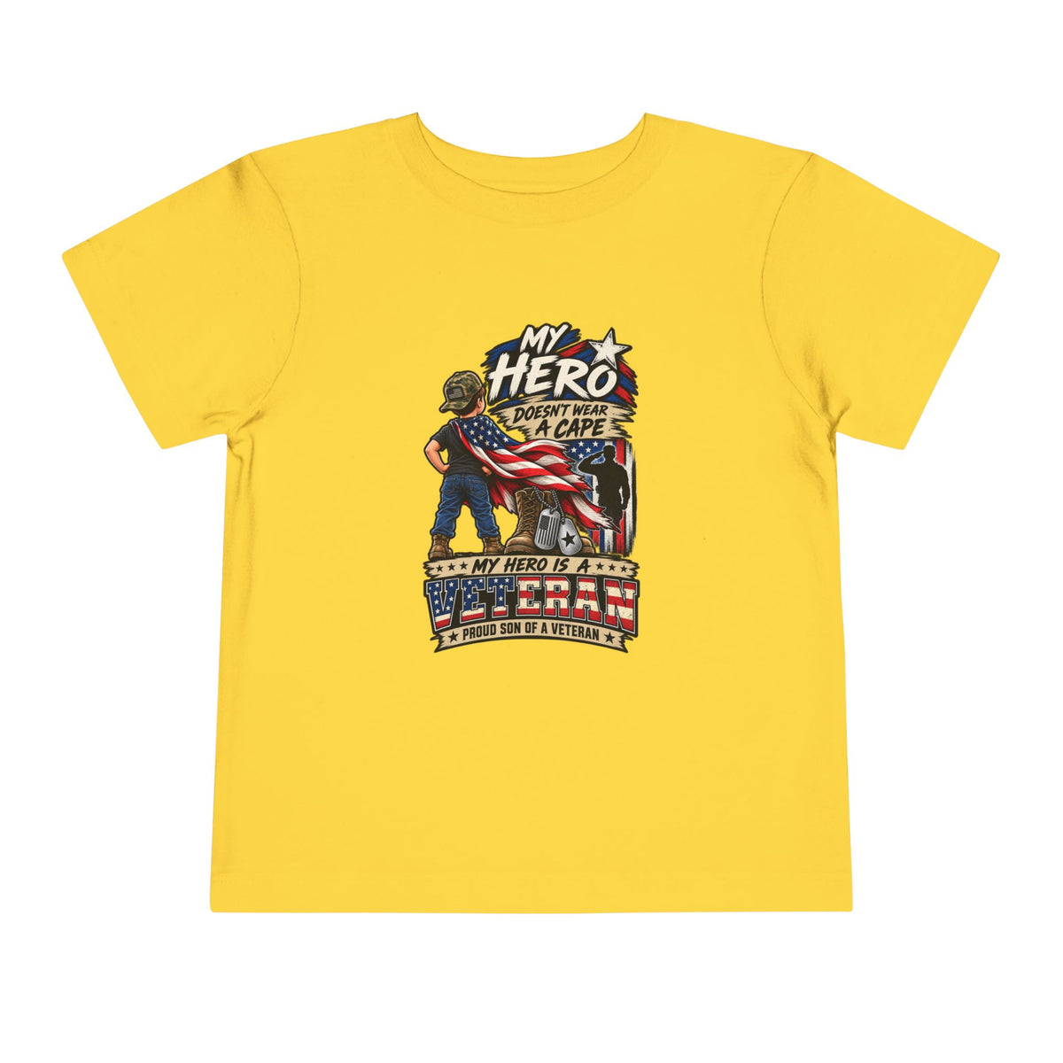 My Hero Doesn't Wear a Cape. My Hero is a Veteran. Son of a Veteran Shirt for Boys, Proud Military Kid T Shirt, Veteran Dad Son Tee, Military Family Gift, Patriotic Youth Shirt, Veteran Family