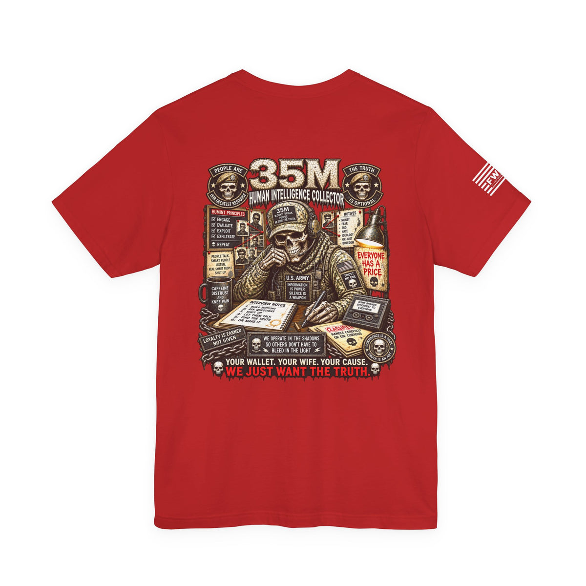 35M (Human Intelligence Collector) - US Army Heavy Metal T-shirt | Veteran Military Shirt
