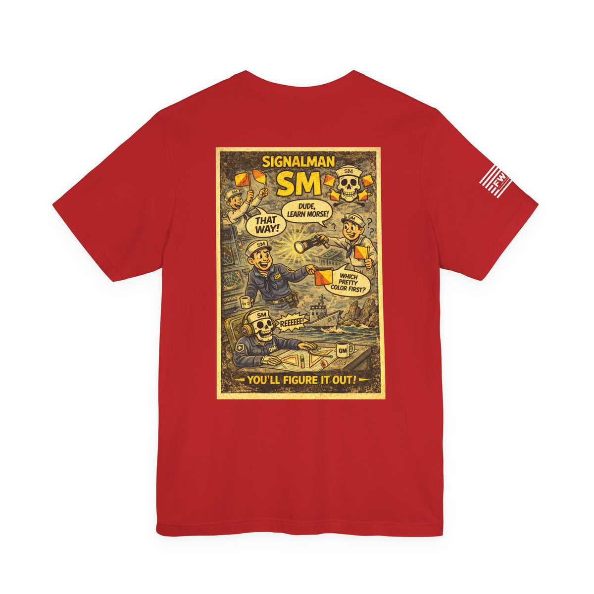 SM (Signalman) Shirt – 1950s Dark Humor Military Tee – Navy Veteran Graphic T-Shirt – Vintage Style Work Rate Design