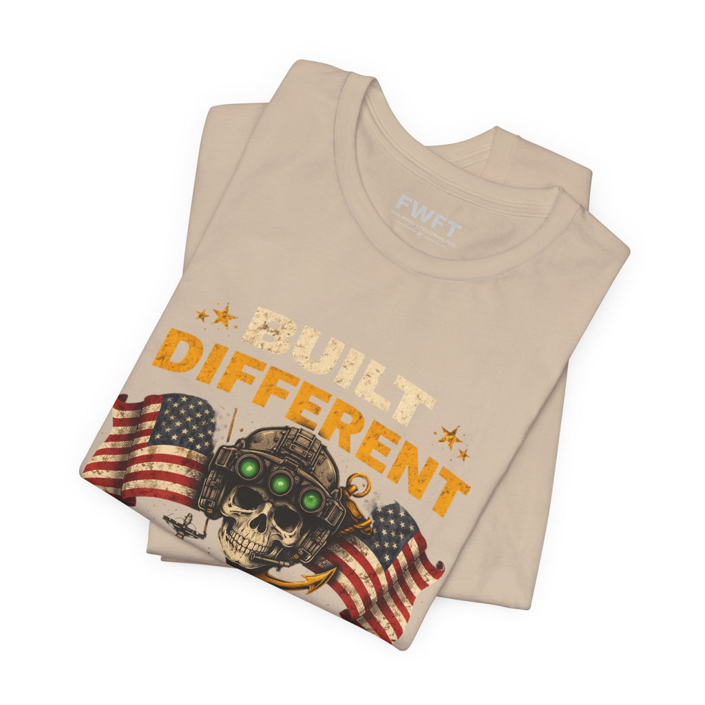 Built Different Skull - American Flags Navy Shirt | They’re Not Like Us Tee | US Navy Veteran Military Pride T-Shirt