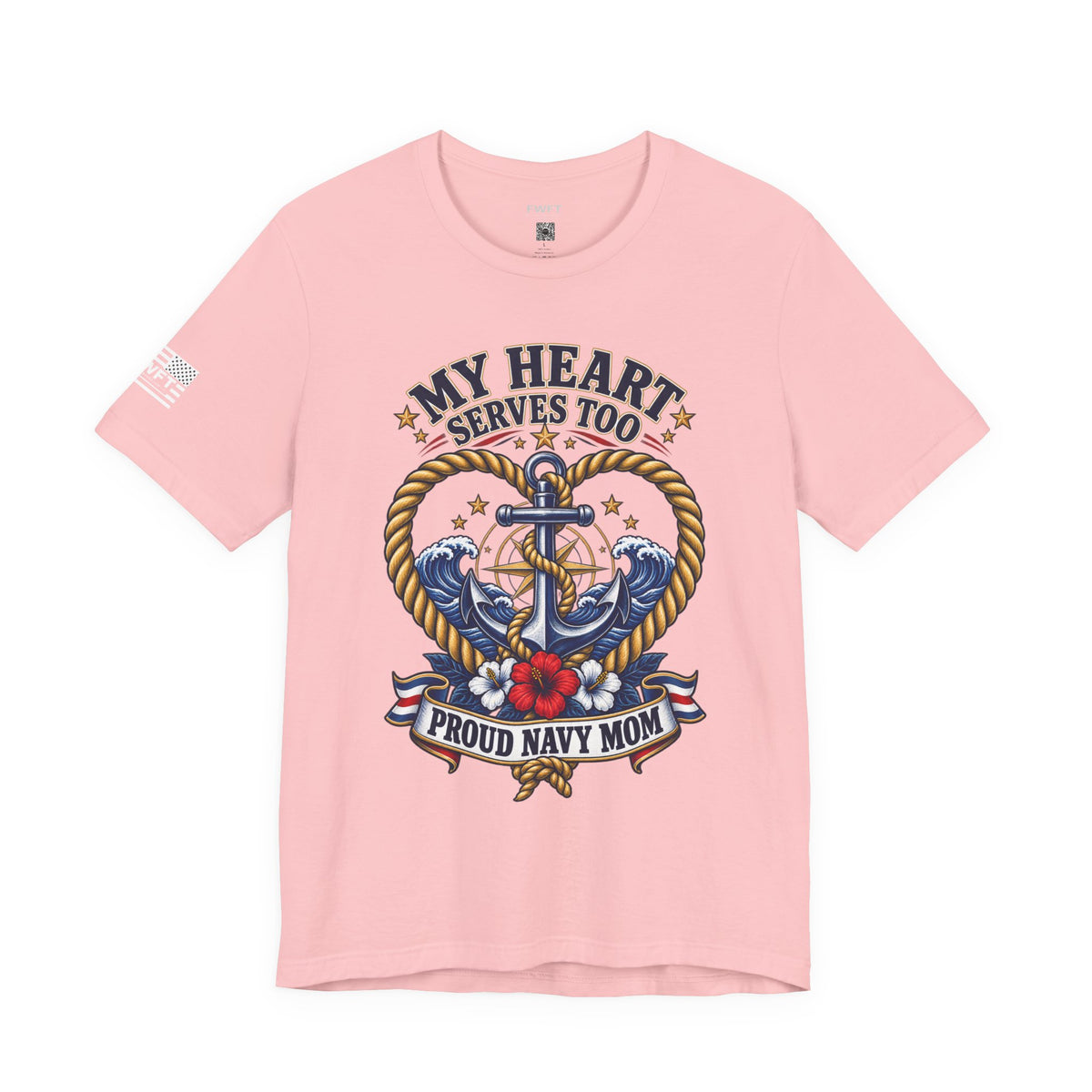 My Heart Serves Too Navy Mom Shirt, Proud Military Mother Gift, Sailor Family Tee