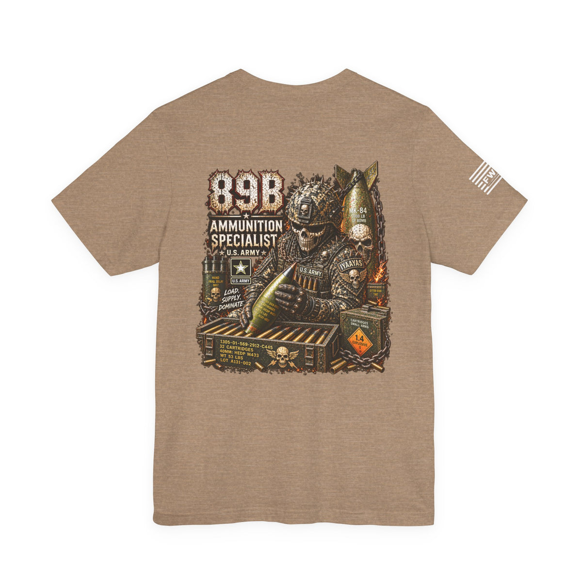 89B (Ammunition Specialist) - US Army Heavy Metal T-shirt | Army Veteran Shirt