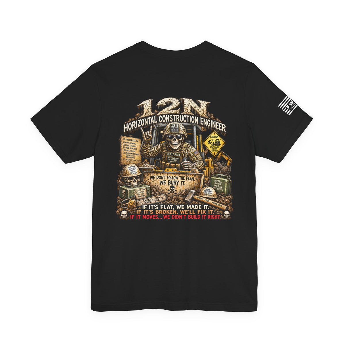 12N (Horizontal Construction Engineer) - US Army Heavy Metal T-shirt | Veteran Military Shirt