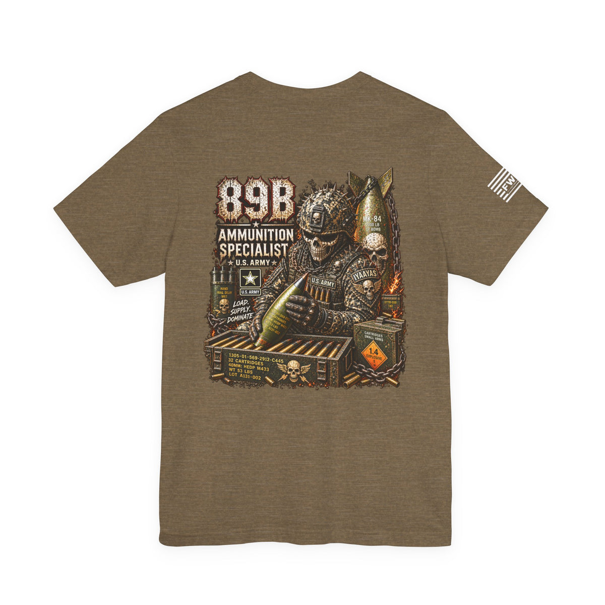 89B (Ammunition Specialist) - US Army Heavy Metal T-shirt | Army Veteran Shirt