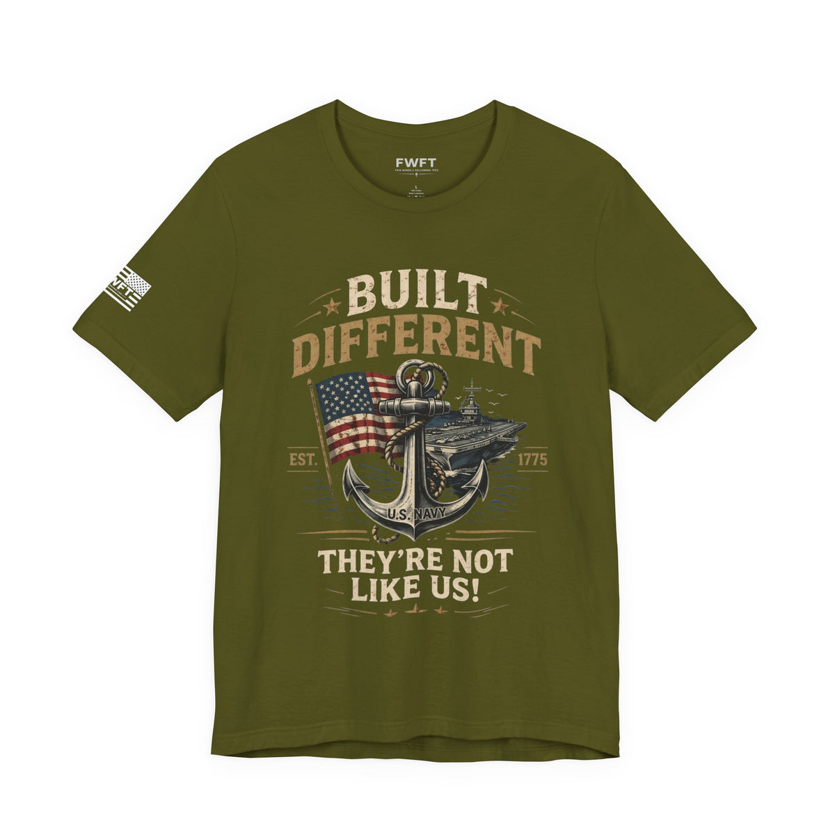 Built Different Navy Shirt | They’re Not Like Us Tee | US Navy Veteran Military Pride T-Shirt