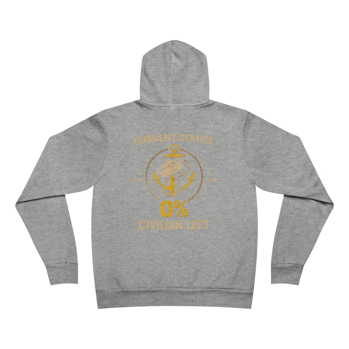 Current Status 0% Civilian Left Hoodie – Navy Anchor Military Veteran Sweatshirt