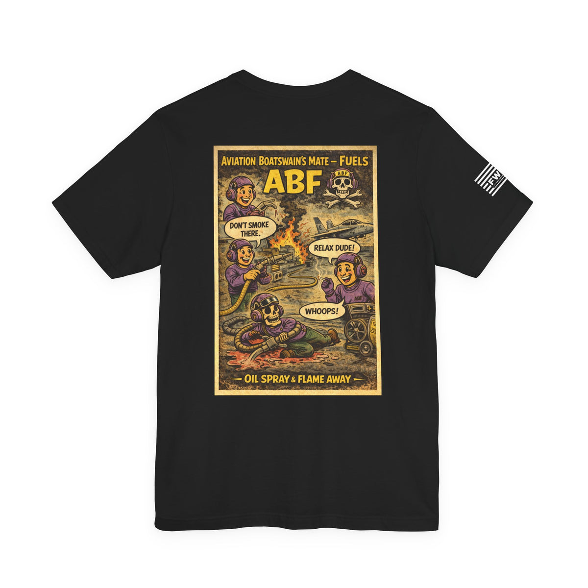 ABF (Aviation Boatswain's Mate - Fuels) Shirt – 1950s Dark Humor Military Tee – Navy Veteran Graphic T-Shirt – Vintage Style Work Rate Design