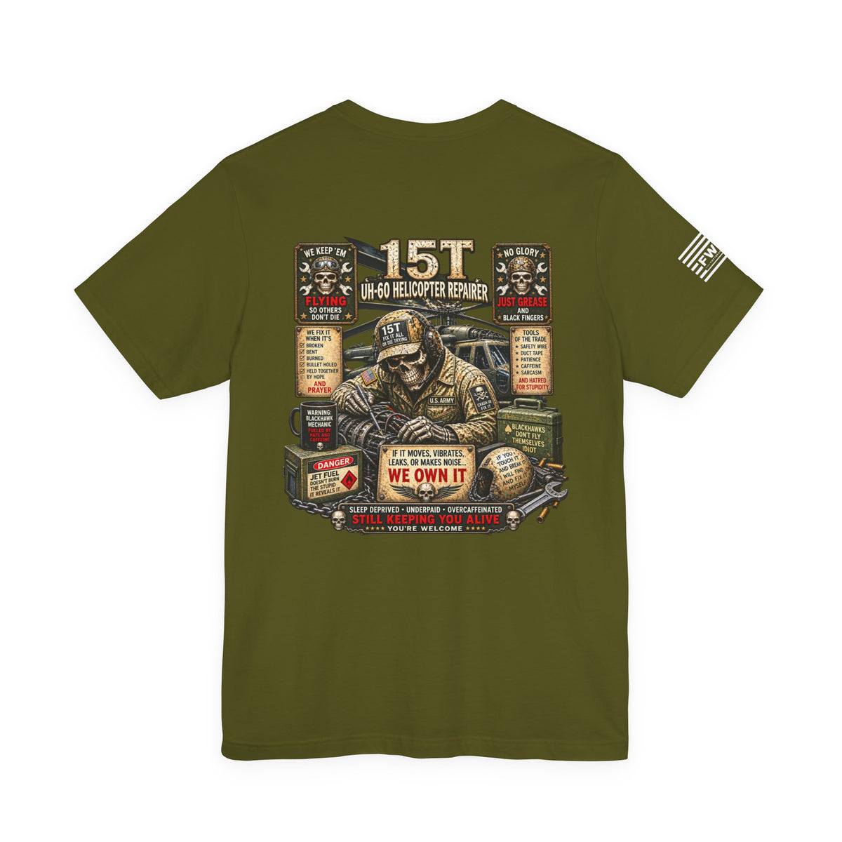 15T - US Army - UH-60 Helicopter Repairer - Heavy Metal T-shirt | Veteran Military Shirt
