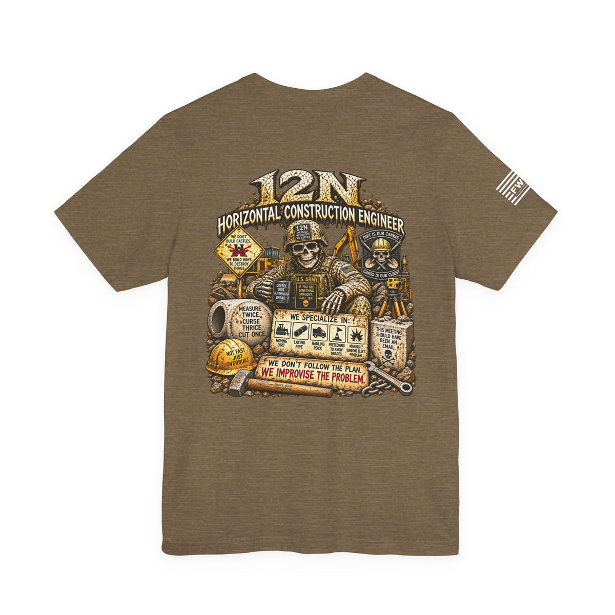 12N (Horizontal Construction Engineer) - US Army Heavy Metal T-shirt | Veteran Military Shirt