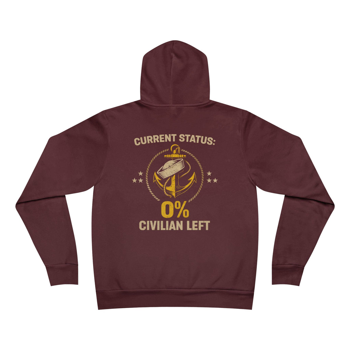 Current Status 0% Civilian Left Hoodie – Navy Anchor Military Veteran Sweatshirt