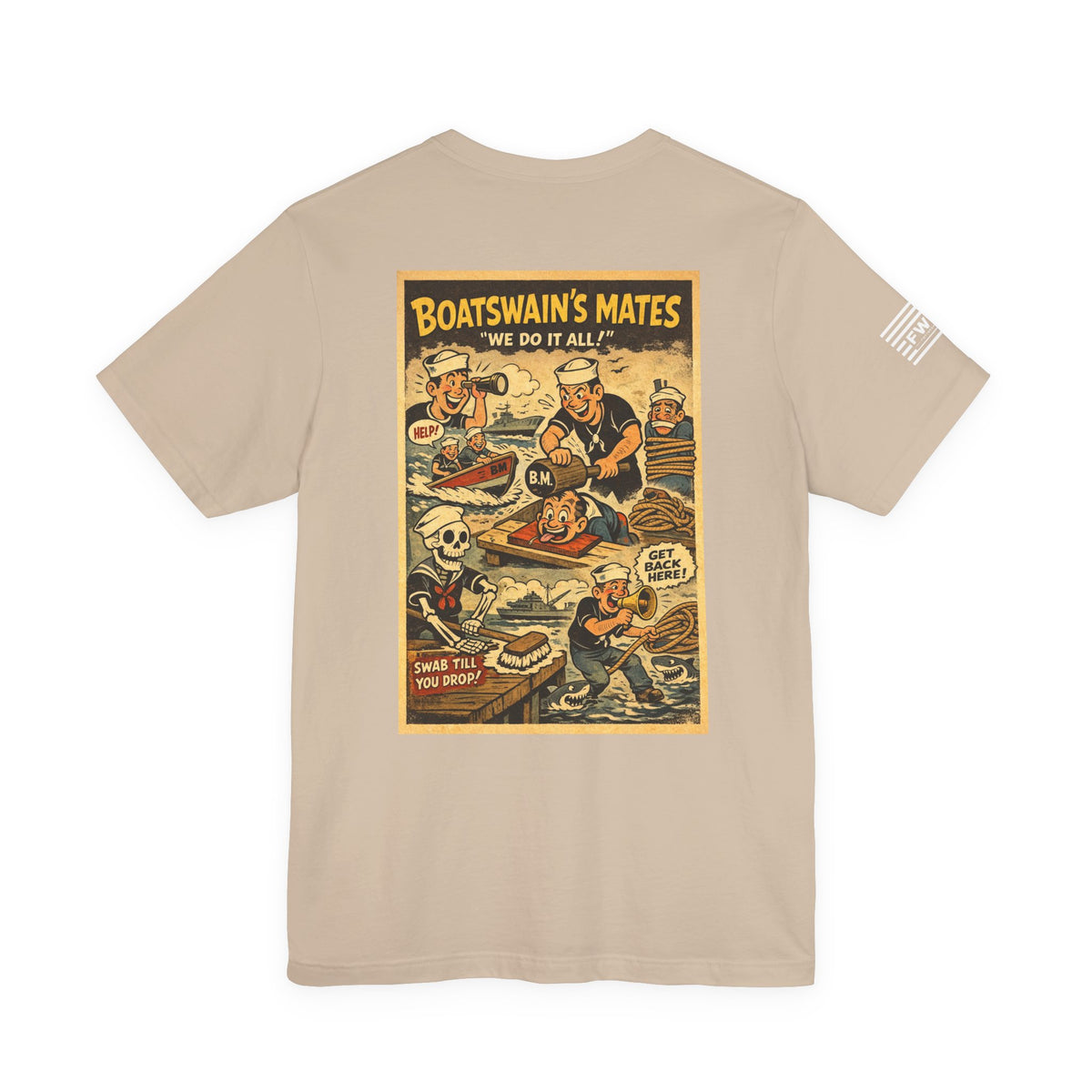 BM (Boatwain's Mate) Shirt – 1950s Dark Humor Military Tee – Navy Veteran Graphic T-Shirt – Vintage Style Work Rate Design
