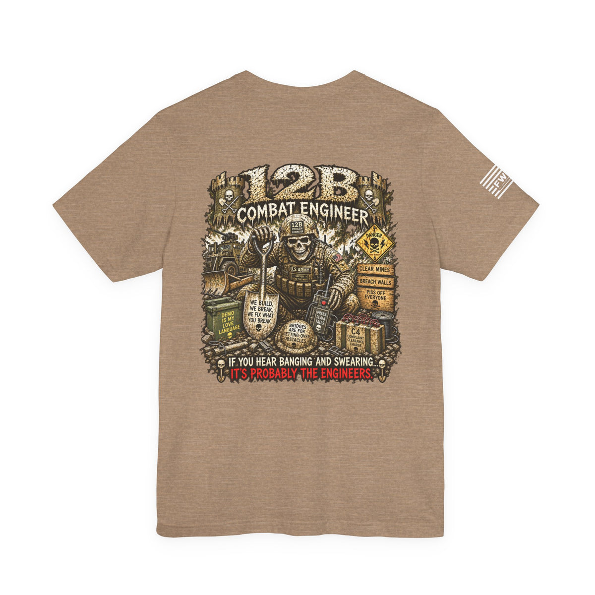 12B (Combat Engineer) - US Army Heavy Metal T-shirt | Army Veteran Shirt