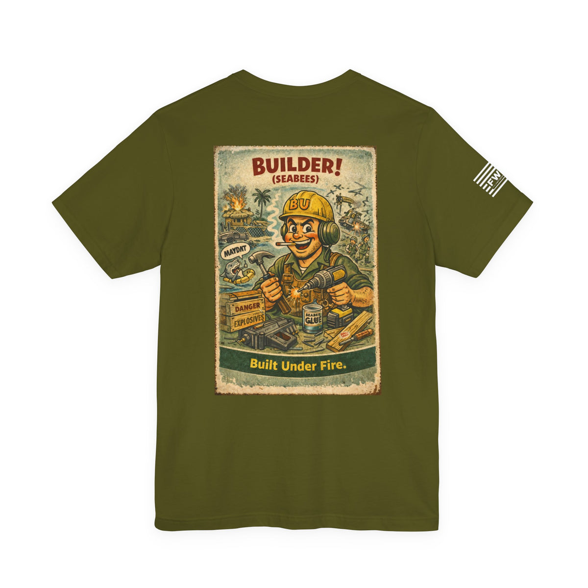BU (Builder - Seabees) Shirt – 1950s Dark Humor Military Tee – Navy Veteran Graphic T-Shirt...