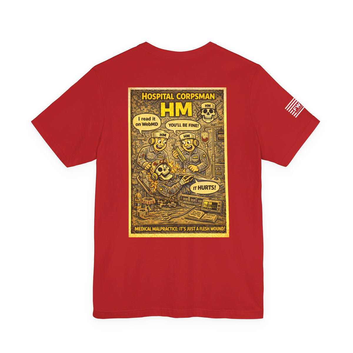 HM (Hospital Corpsman) Shirt – 1950s Dark Humor Military Tee – Navy Veteran Graphic T-Shirt – Vintage Style Work Rate Design