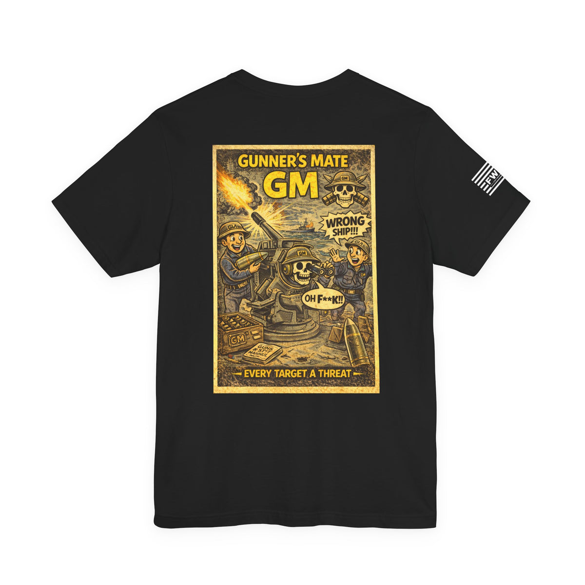 GM (Gunner's Mate) Shirt – 1950s Dark Humor Military Tee – Navy Veteran Graphic T-Shirt – Vintage Style Work Rate Design