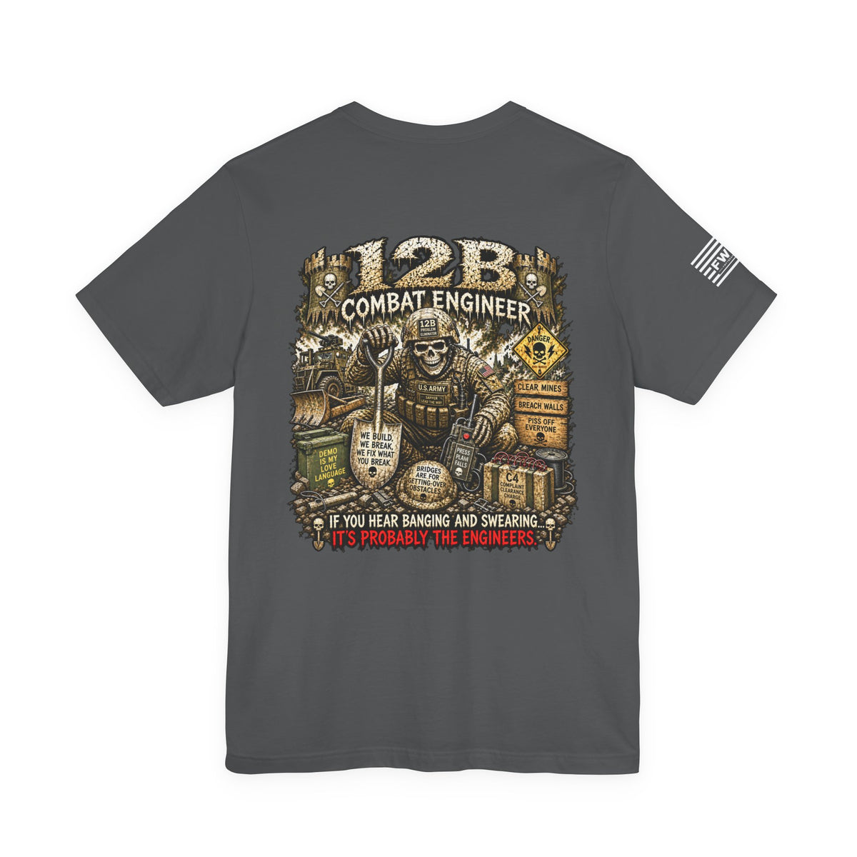12B (Combat Engineer) - US Army Heavy Metal T-shirt | Army Veteran Shirt