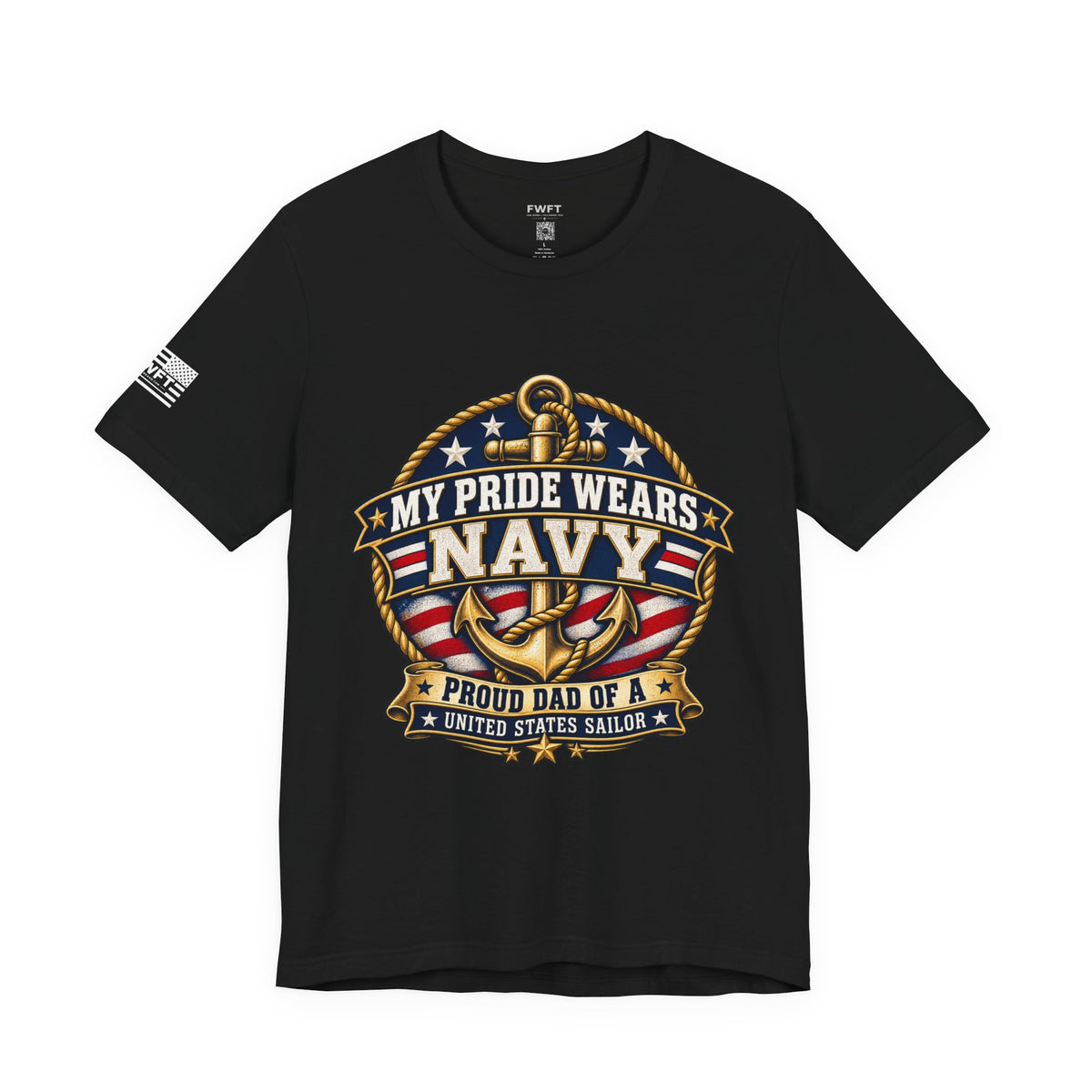 My Pride Wears Navy Dad Shirt, Proud Father of a US Sailor T Shirt, Navy Boot Camp Graduation Gift, Military Family Tee