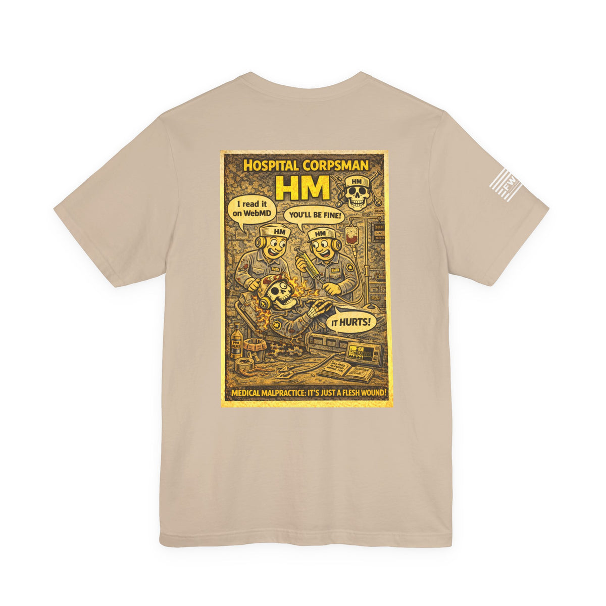 HM (Hospital Corpsman) Shirt – 1950s Dark Humor Military Tee – Navy Veteran Graphic T-Shirt – Vintage Style Work Rate Design
