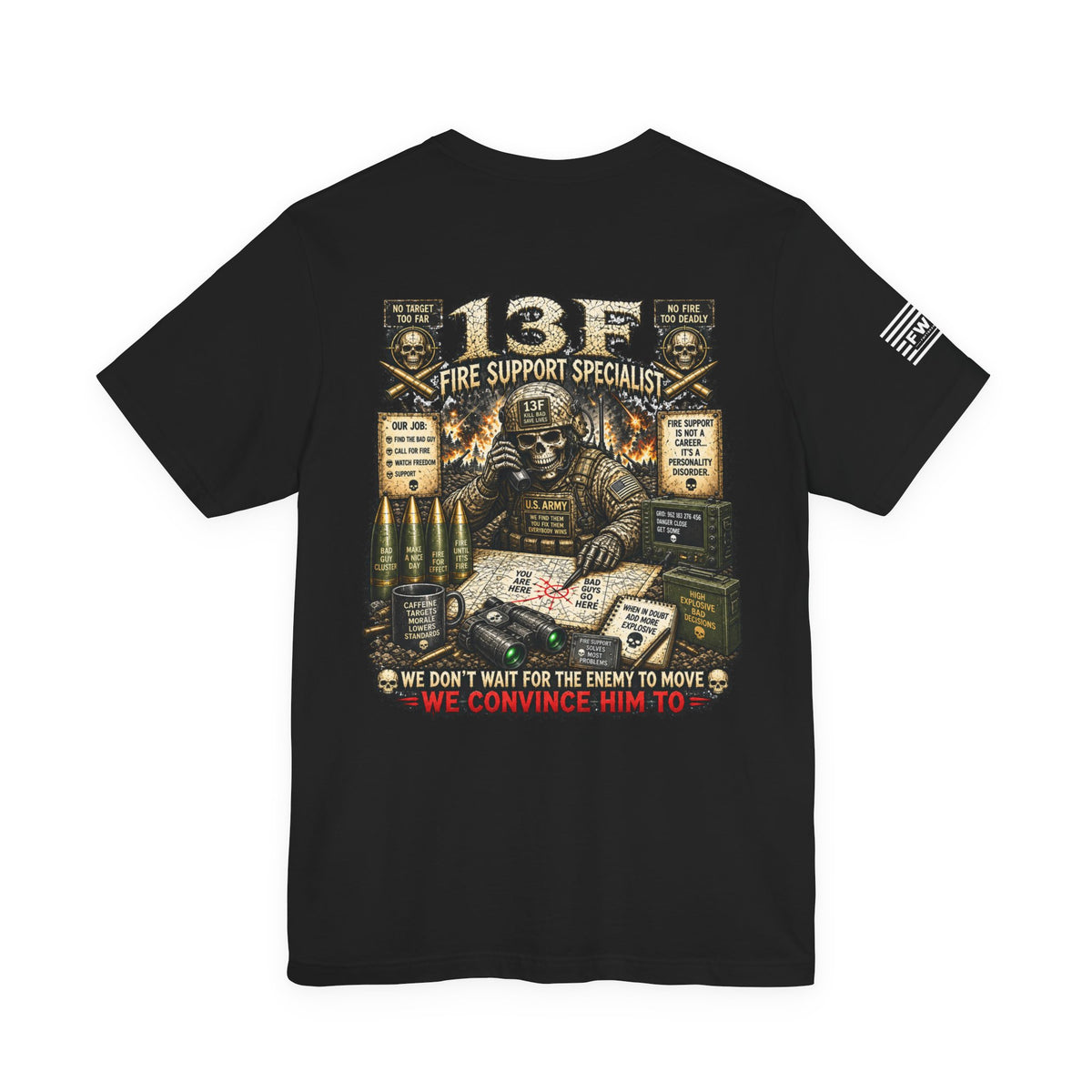 13F (Fire Support Specialist) - US Army Heavy Metal T-shirt | Veteran Military Shirt