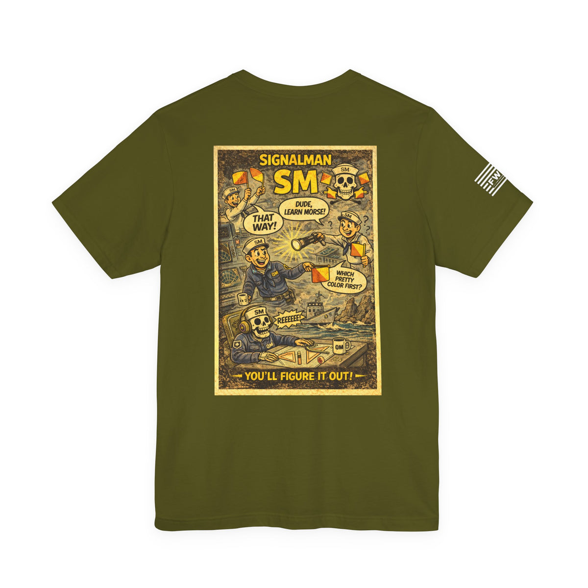 SM (Signalman) Shirt – 1950s Dark Humor Military Tee – Navy Veteran Graphic T-Shirt – Vintage Style Work Rate Design