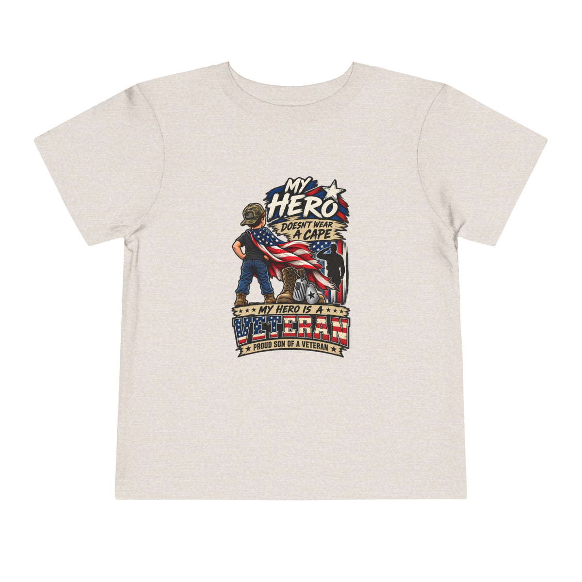 My Hero Doesn't Wear a Cape. My Hero is a Veteran. Son of a Veteran Shirt for Boys, Proud Military Kid T Shirt, Veteran Dad Son Tee, Military Family Gift, Patriotic Youth Shirt, Veteran Family