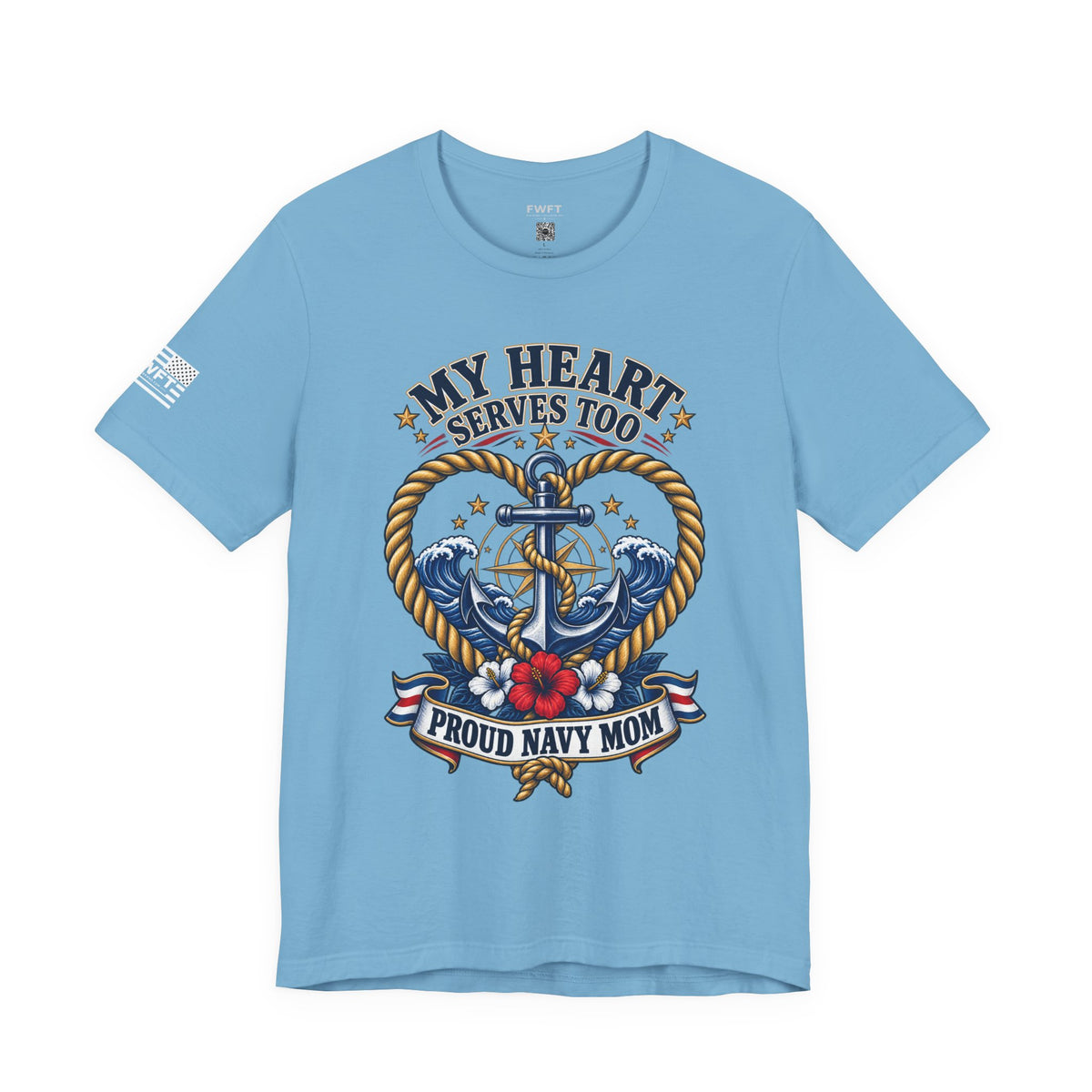 My Heart Serves Too Navy Mom Shirt, Proud Military Mother Gift, Sailor Family Tee