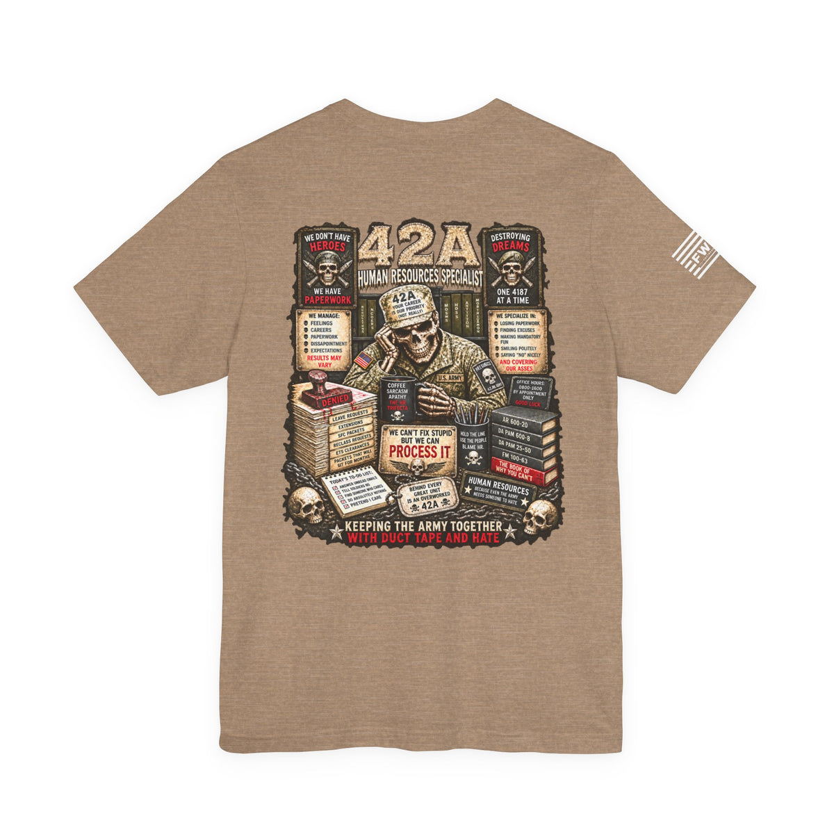 42A - US Army - Human Resources Specialist - Heavy Metal T-shirt | Veteran Military Shirt