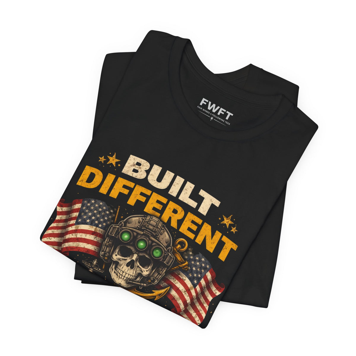 Built Different Skull - American Flags Navy Shirt | They’re Not Like Us Tee | US Navy Veteran Military Pride T-Shirt