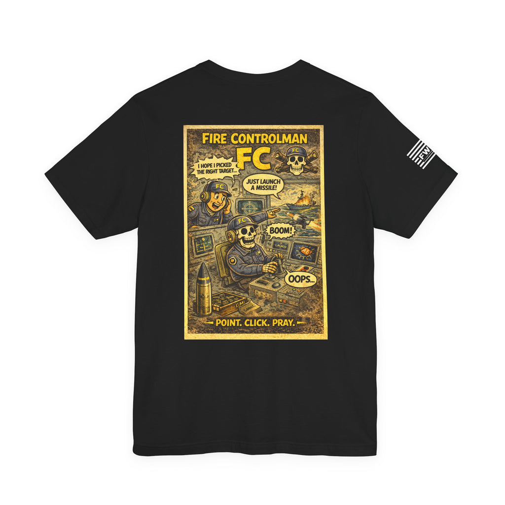 FC (Fire Controlman) Shirt – 1950s Dark Humor Military Tee – Navy Veteran Graphic T-Shirt – Vintage Style Work Rate Design