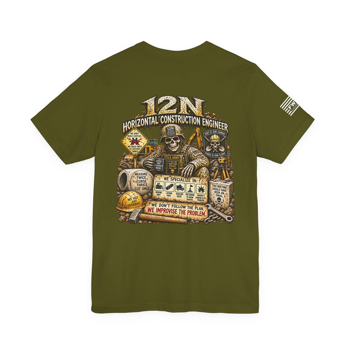 12N (Horizontal Construction Engineer) - US Army Heavy Metal T-shirt | Veteran Military Shirt