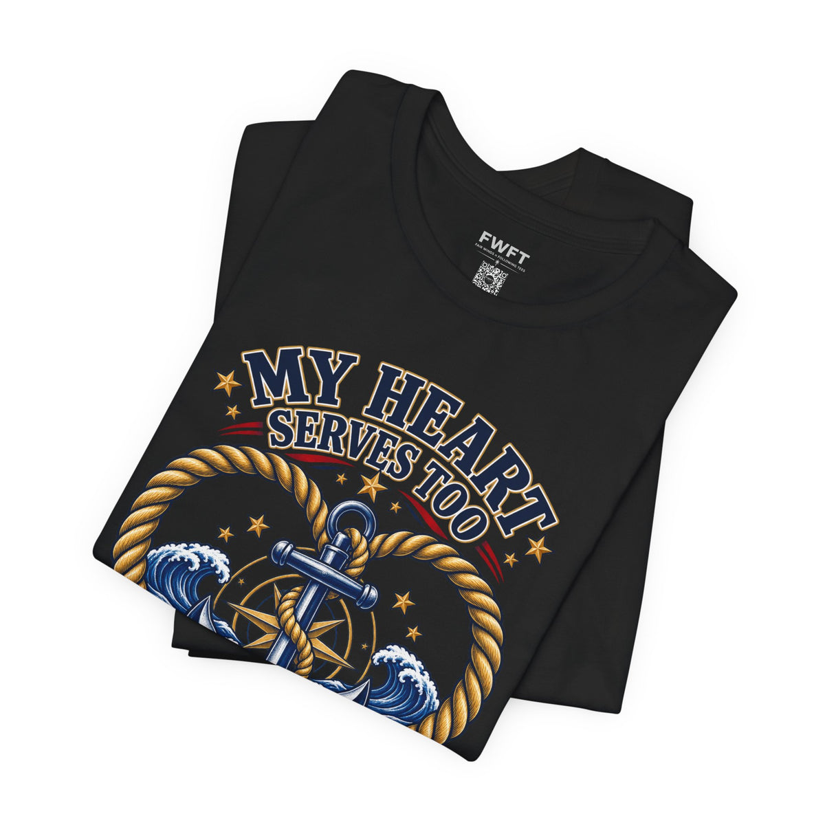 My Heart Serves Too Navy Mom Shirt, Proud Military Mother Gift, Sailor Family Tee