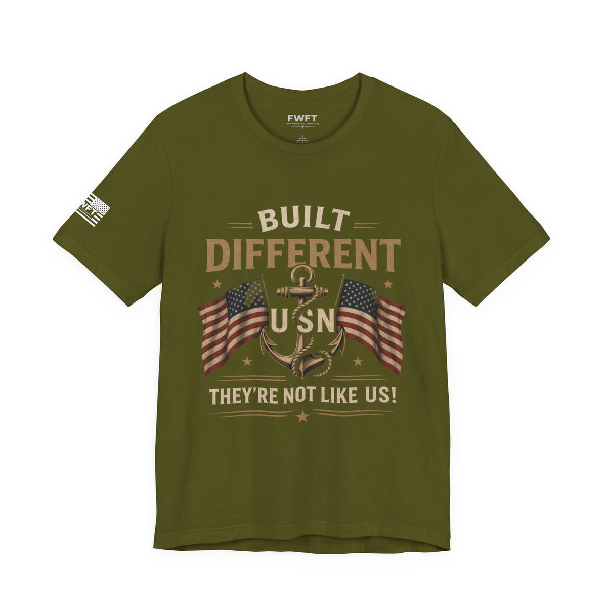 Built Different USN – Navy Veteran T-Shirt