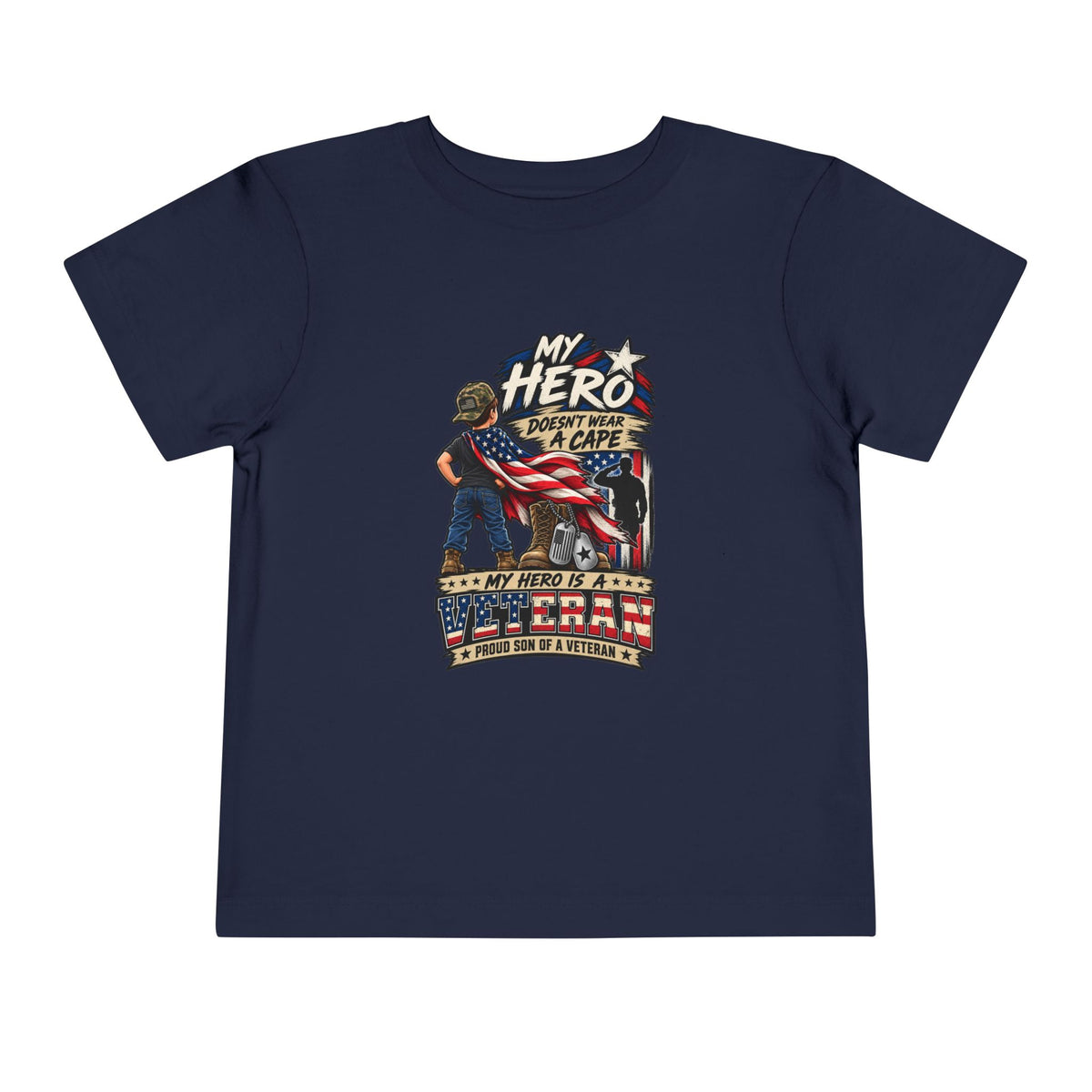 My Hero Doesn't Wear a Cape. My Hero is a Veteran. Son of a Veteran Shirt for Boys, Proud Military Kid T Shirt, Veteran Dad Son Tee, Military Family Gift, Patriotic Youth Shirt, Veteran Family