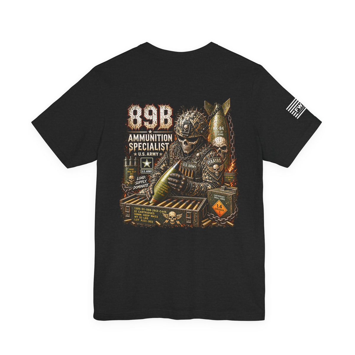 89B (Ammunition Specialist) - US Army Heavy Metal T-shirt | Army Veteran Shirt