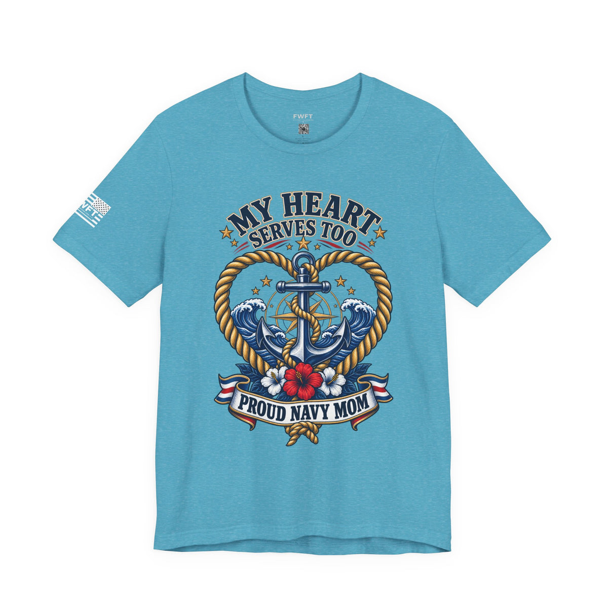 My Heart Serves Too Navy Mom Shirt, Proud Military Mother Gift, Sailor Family Tee
