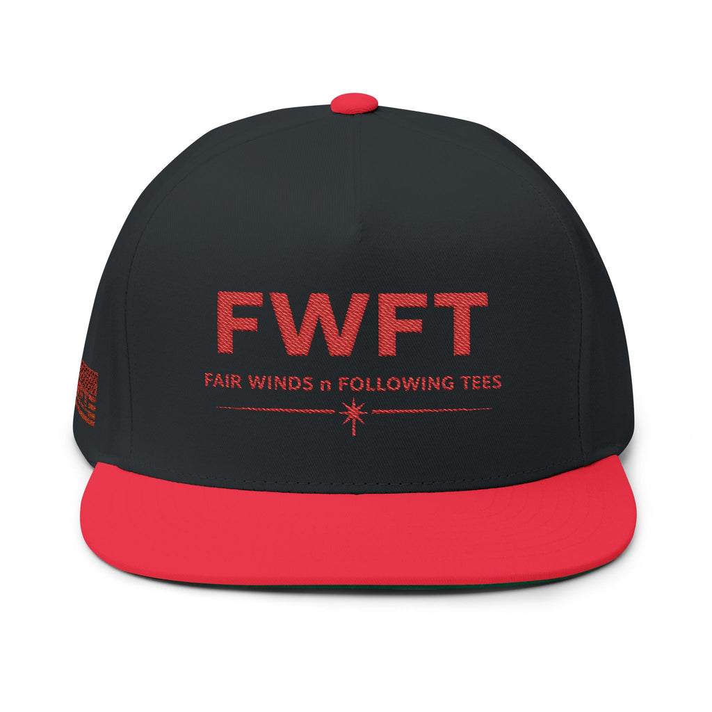FWFT Logo Hat, Fair Winds & Following Tees Snapback, Navy Veteran Inspired Cap, Flat Bill Military Hat, Streetwear Veteran Brand
