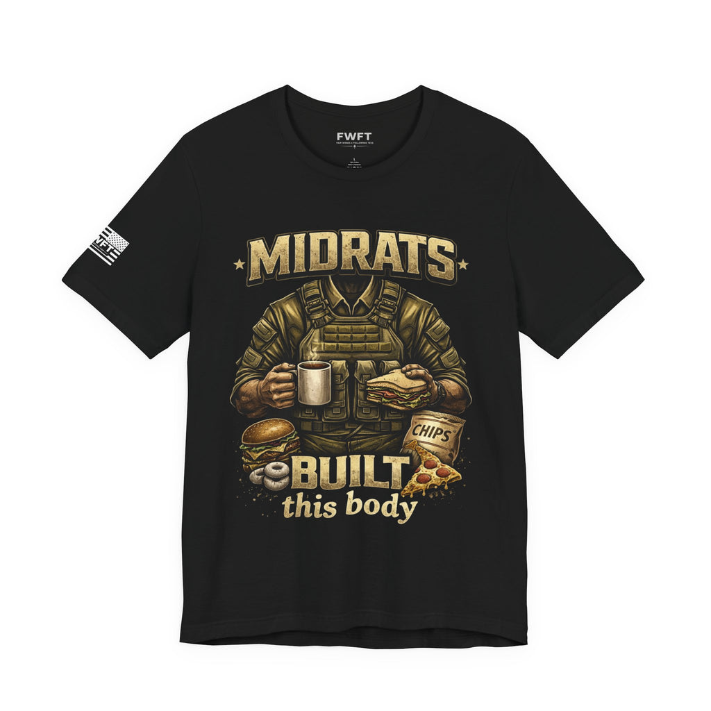 Midrats Built This Body Military Humor T-Shirt | Navy Veteran Tee | Late Night Chow Shirt | Tactical Humor Apparel